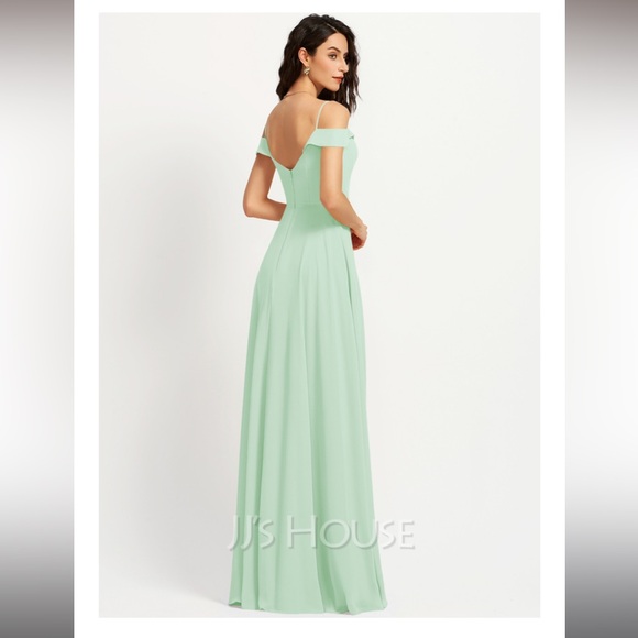 JJs House A-Line V-neck Floor-Length Chiffon Bridesmaid Dress #251598 - Picture 2 of 8